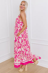 Rose Floral V Neck Crisscross Backless Maxi Dress - Haya Henderson