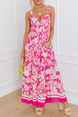 Rose Floral V Neck Crisscross Backless Maxi Dress - Haya Henderson