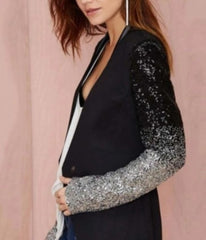 Womens Blazer with Sequins Sleeve - Haya Henderson