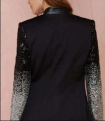 Womens Blazer with Sequins Sleeve - Haya Henderson