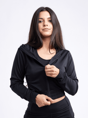 Athletic Zip-Up Crop Hoodie Jacket - Haya Henderson