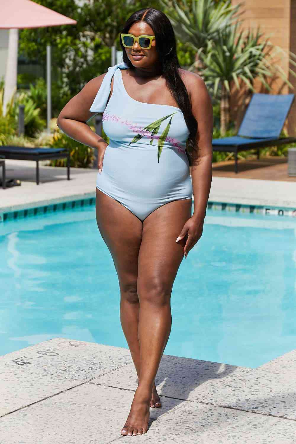 Marina West Swim Vacay Mode One Shoulder Swimsuit in Pastel Blue - Haya Henderson