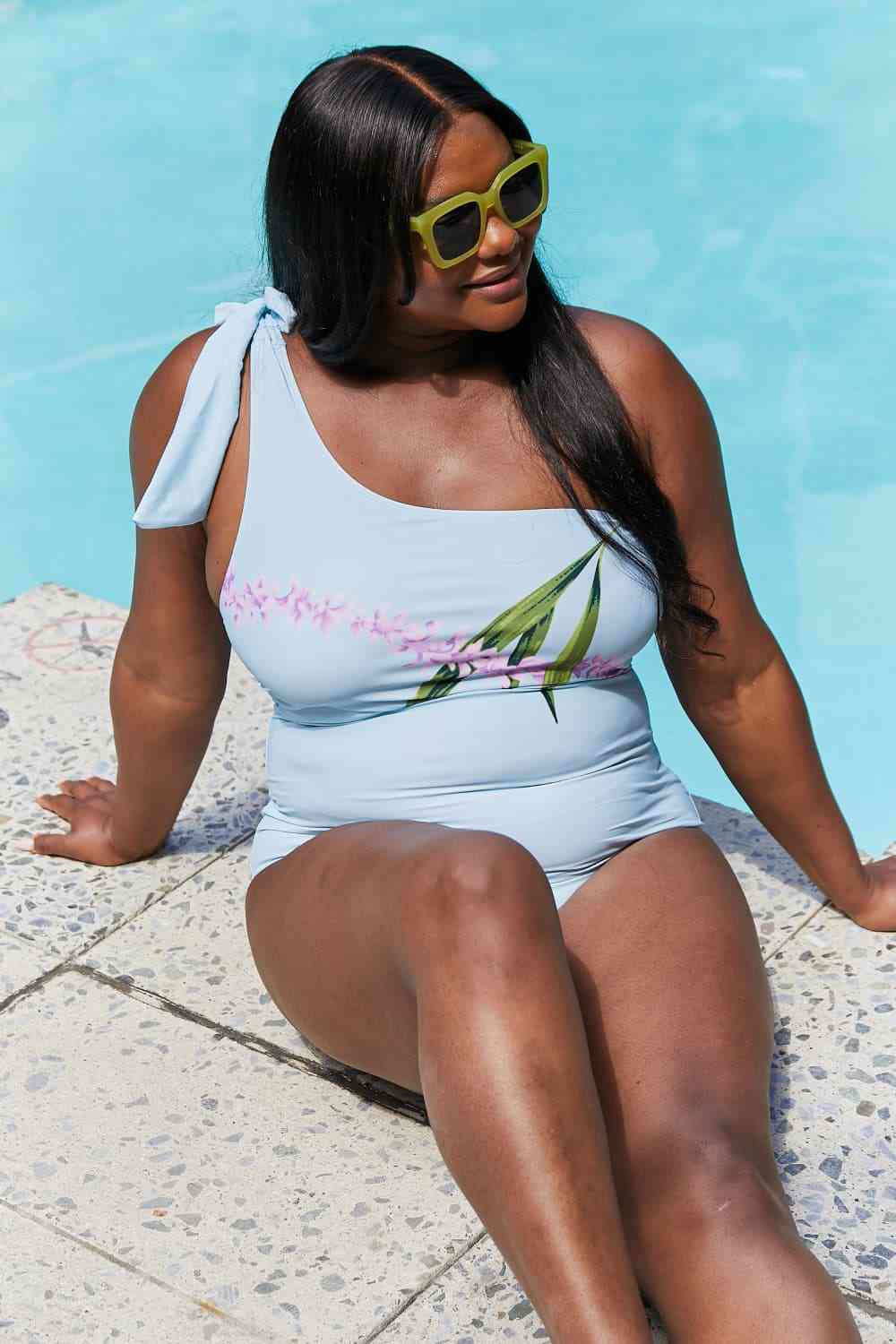 Marina West Swim Vacay Mode One Shoulder Swimsuit in Pastel Blue - Haya Henderson