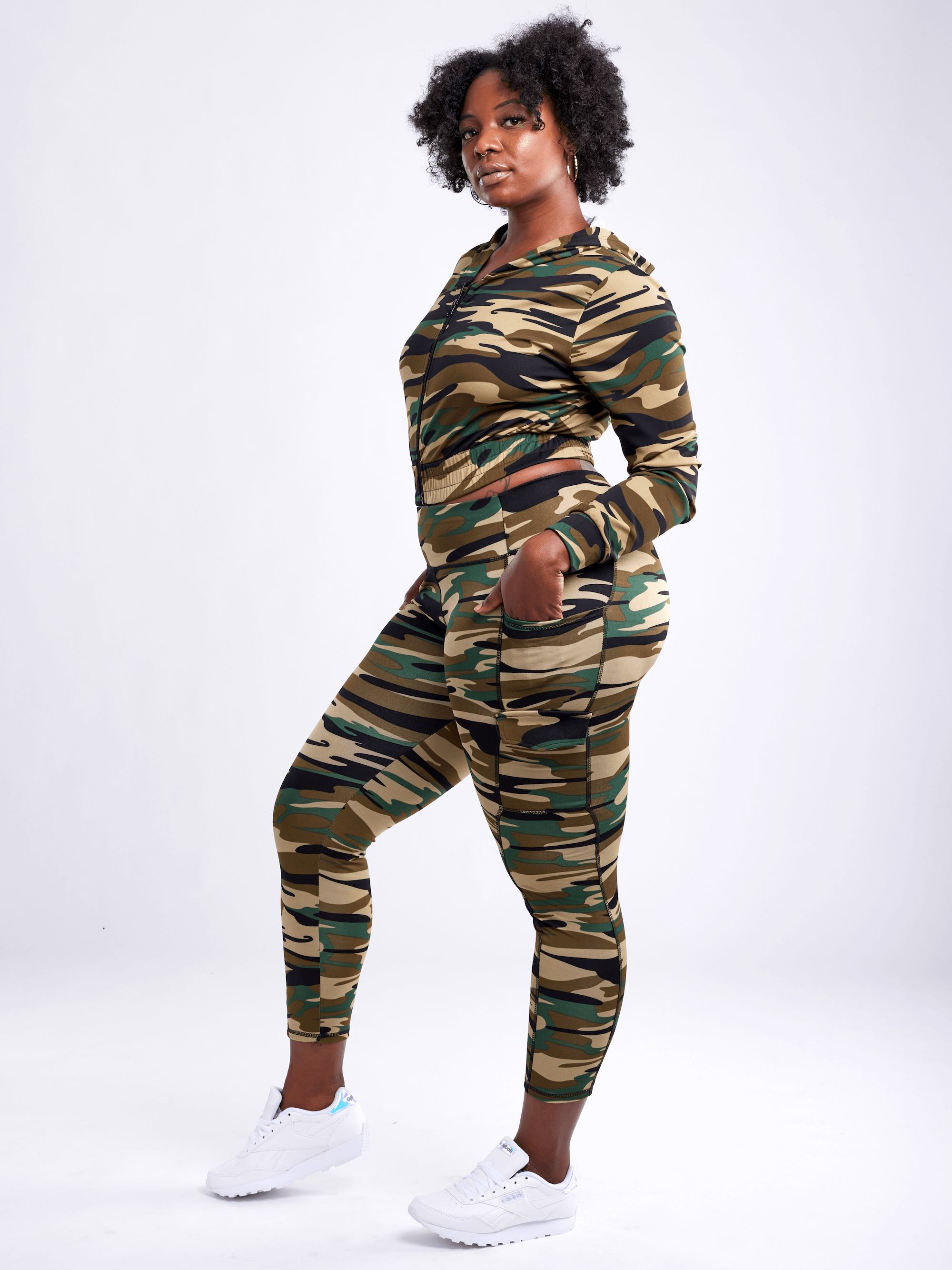 Athletic Zip-Up Crop Hoodie Jacket - Haya Henderson
