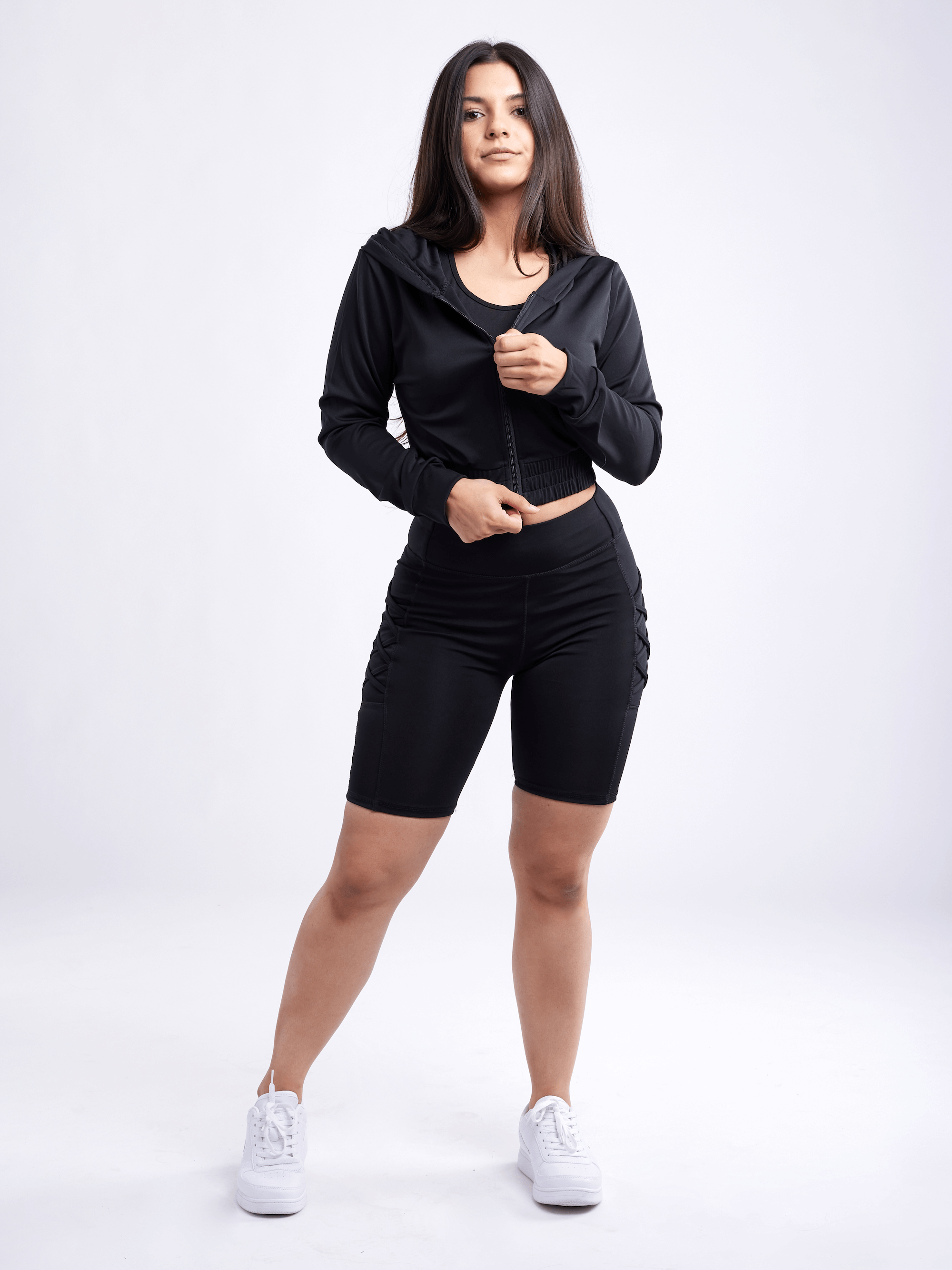 Athletic Zip-Up Crop Hoodie Jacket - Haya Henderson