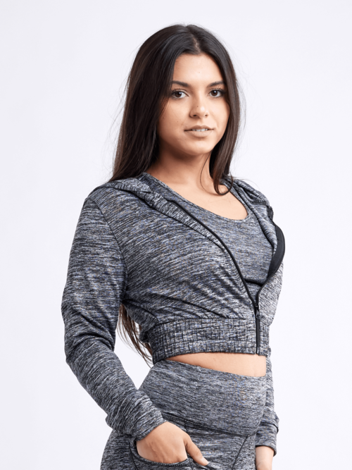 Athletic Zip-Up Crop Hoodie Jacket - Haya Henderson