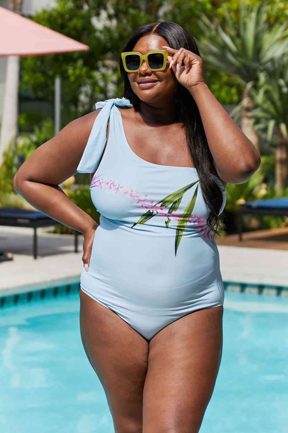 Marina West Swim Vacay Mode One Shoulder Swimsuit in Pastel Blue - Haya Henderson