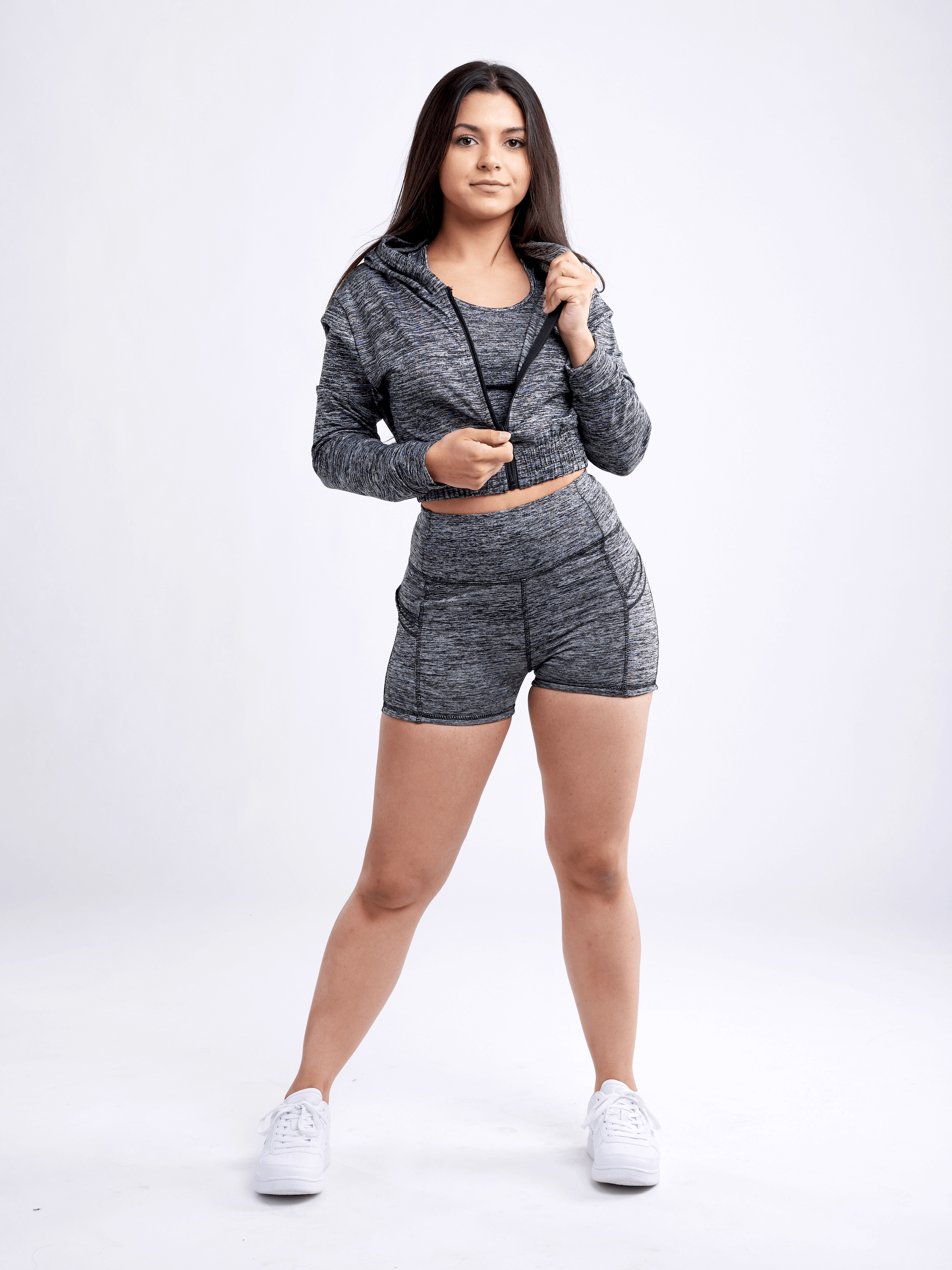 Athletic Zip-Up Crop Hoodie Jacket - Haya Henderson
