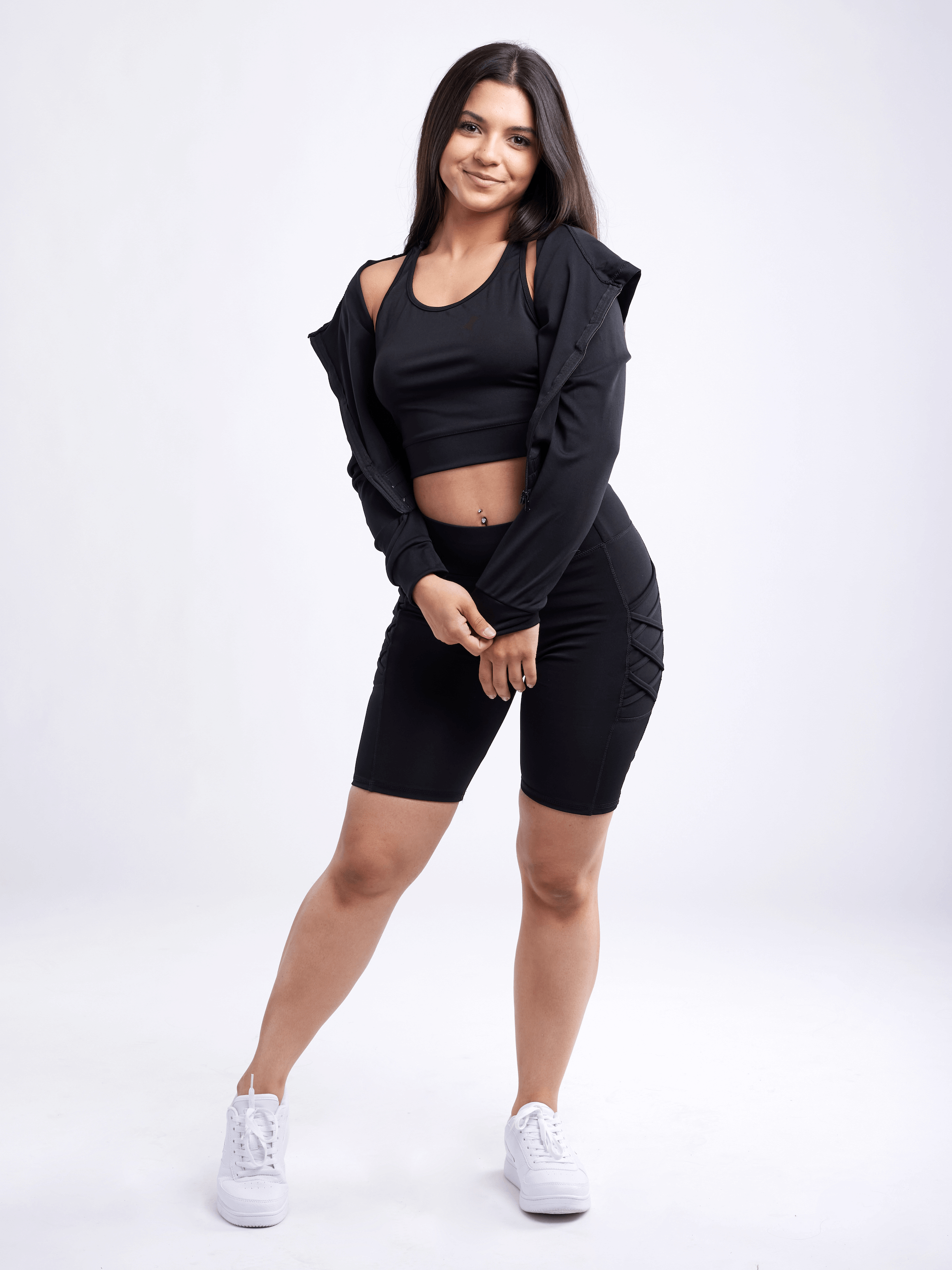 Athletic Zip-Up Crop Hoodie Jacket - Haya Henderson