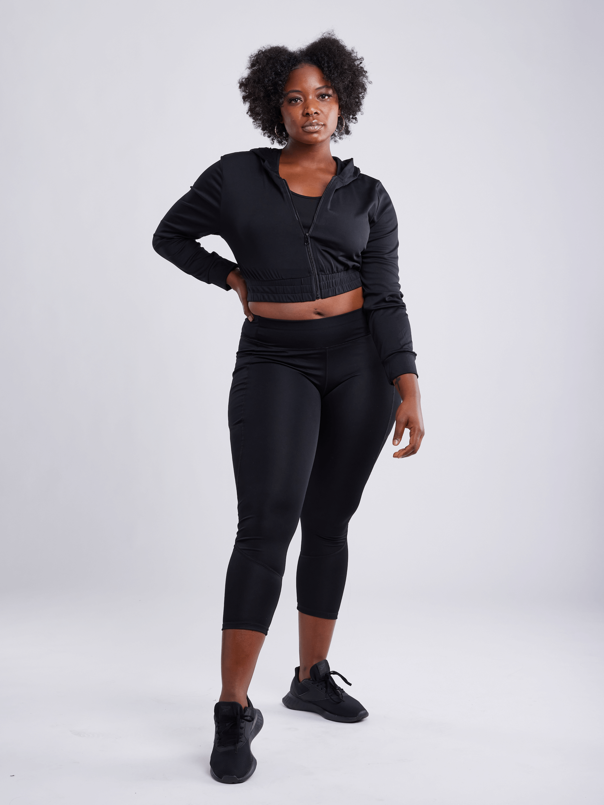 Athletic Zip-Up Crop Hoodie Jacket - Haya Henderson
