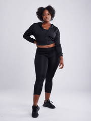 Athletic Zip-Up Crop Hoodie Jacket - Haya Henderson