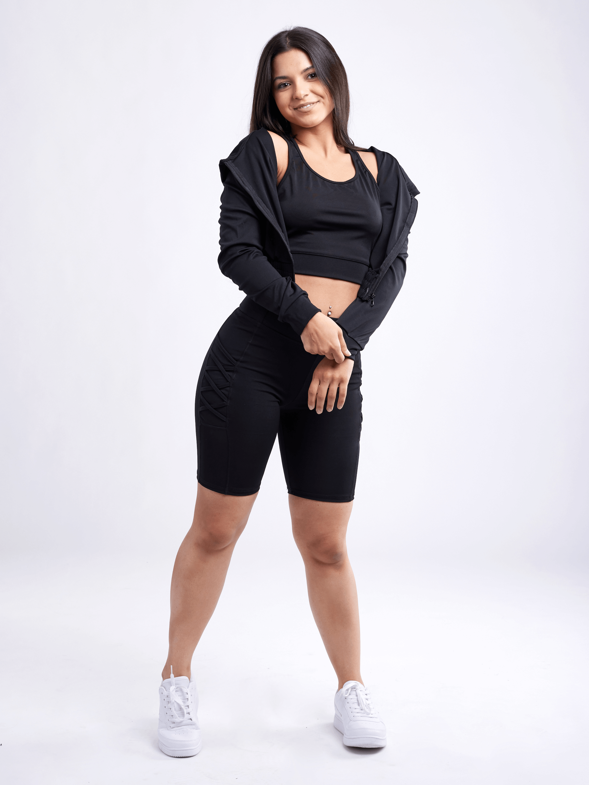 Athletic Zip-Up Crop Hoodie Jacket - Haya Henderson